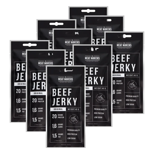 Carne secca proteica per lo sport - The Meat Makers 100 Sport Beef Jerky Mix 9 x