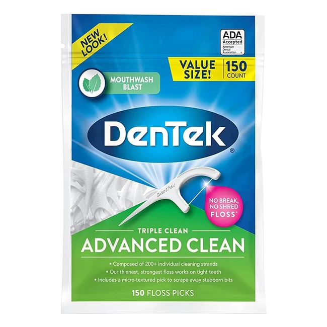 Dentek Triple Clean Mint Flavored Floss Picks - 150 Pack
