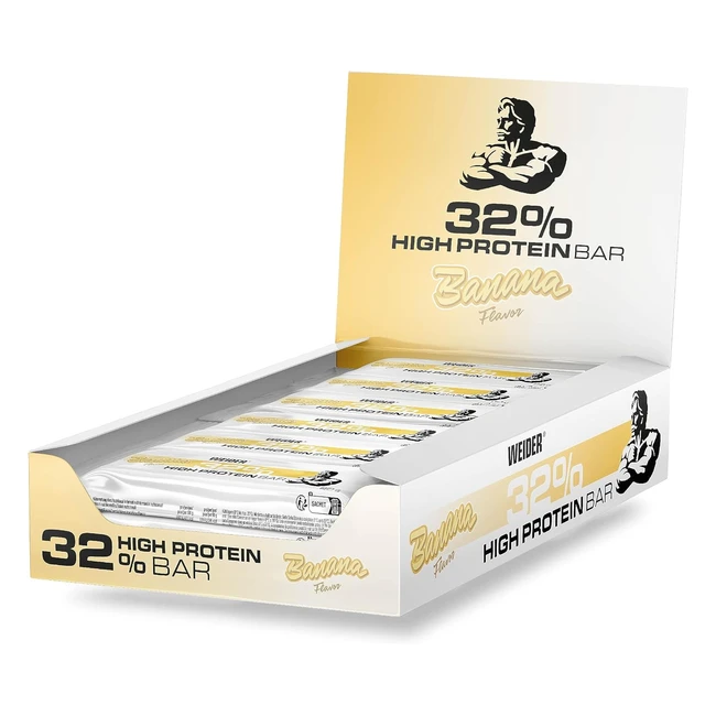 Weider 32 High Protein Bar 12x60g - Banana Flavour - Chocolate Coated Bar - Muscle Building - Maintenance Support