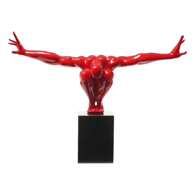 Statuetta Decorativa Athlet Rosso 75x52x23cm - Grande Uomo Atleta Scultura Figur