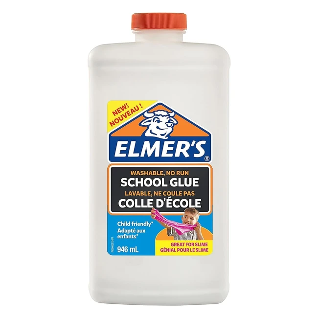 Elmers White PVA Glue 946ml - Washable Kid-Friendly Great for Making Slime  