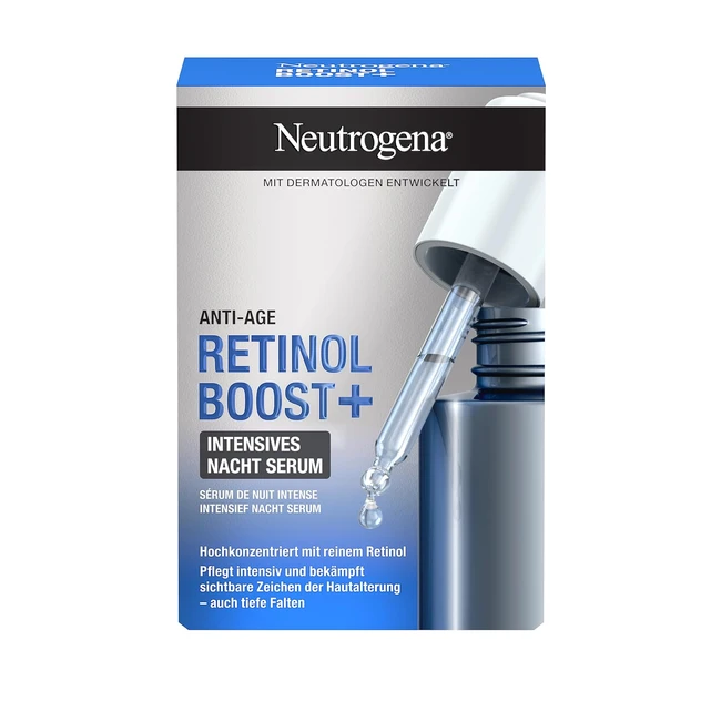 Neutrogena Retinol Boost Intensive Night Serum 30ml - Hochkonzentriertes Anti-Aging-Gesichtsserum mit Retinol für jünger aussehende, gesunde Haut
