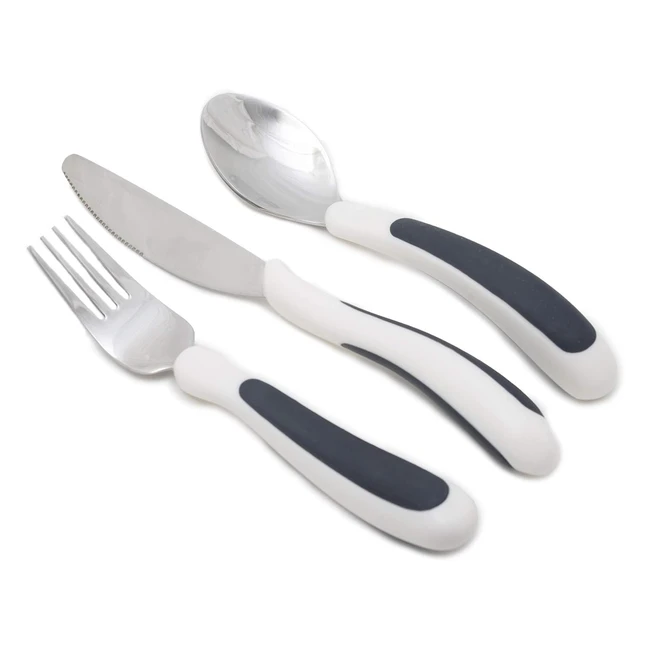 NRS Healthcare M80270 Kura Care Adult Cutlery Set - Easy Grip - Black/White