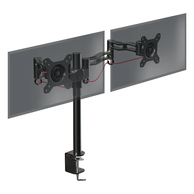 Duronic DM352BK Dual Monitor Stand Arm - Double Height Adjustable Twin Bracket - 13-27 inch LED LCD - VESA 75/100