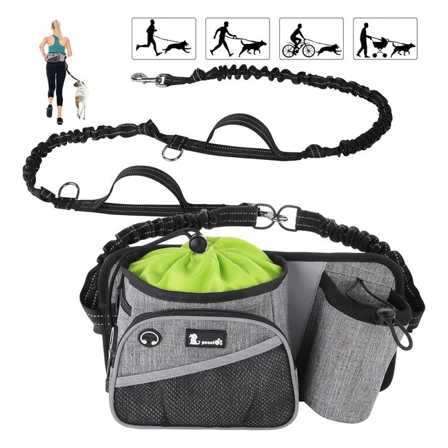 Laisse de course pour chien Pecute - Large ceinture de soutien du dos - 2 poignées durables - Supportant jusqu'à 100kg