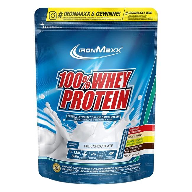 Ironmaxx 100 Whey Protein Pulver Milchschokolade 500 g Beutel - Zuckerreduzierte