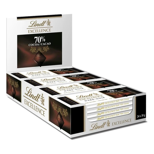 Lindt Barres Excellence Chocolat Noir 70 - 35g x 24 | Pause gourmande de qualité