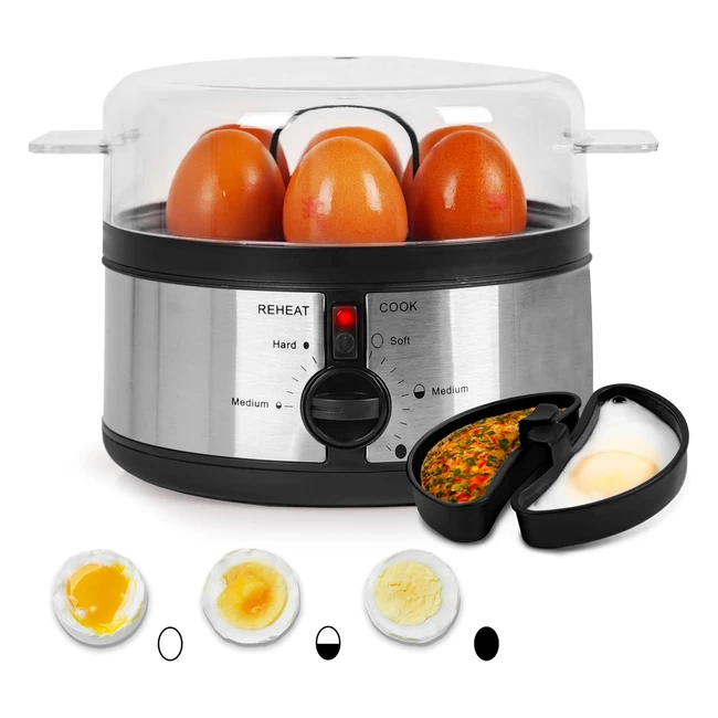 Duronic 7 Egg Boiler EB35 BK - Cooker with Buzzer - Steamer for Soft Medium Ha