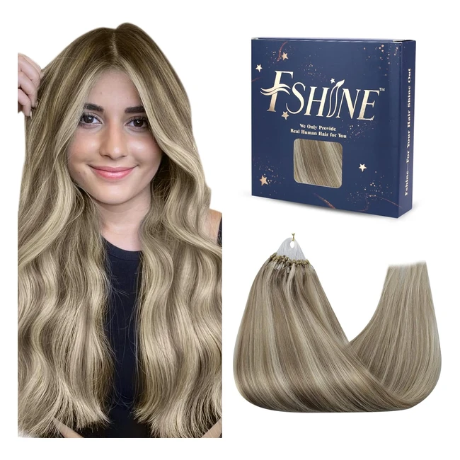 Fshine Microring Extension Capelli 50cm 50g Remy Marrone Chiaro Biondo Platino 1gciocche