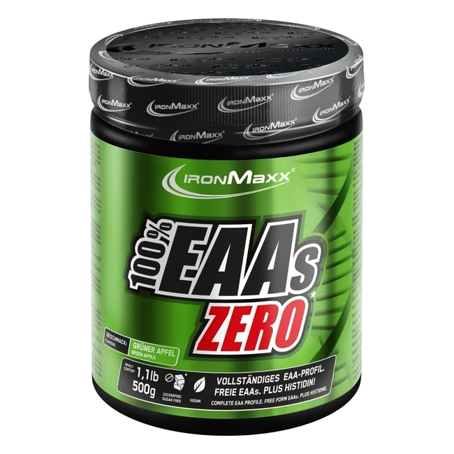 Ironmaxx 100% EAAS Zero Amino Acid Powder, Apfelgeschmack, 500g