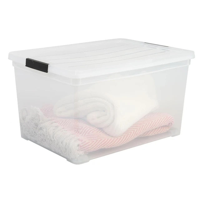 Iris Ohyama Plastic Storage Boxes 50L Set - Stackable, BPA Free, Clear