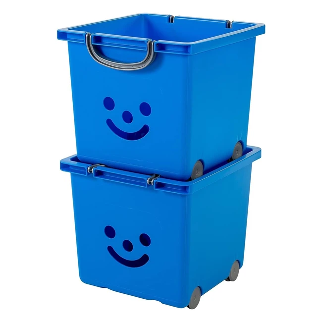 Iris Ohyama Box Storage Bin for Childs Toy Set of 2 - 25L - Solid Handles