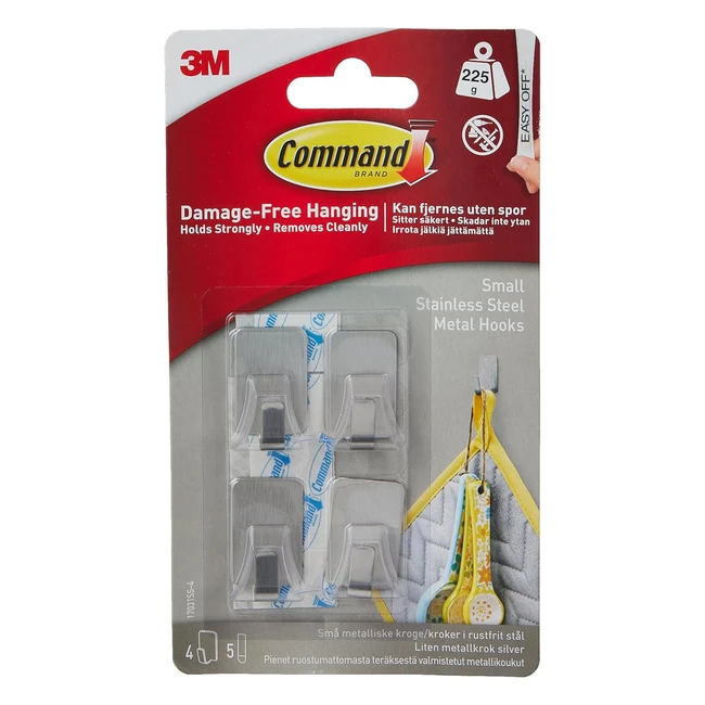 Trendy Metallic Hooks - Command 17031SS4EF Small Stainless Steel One Size