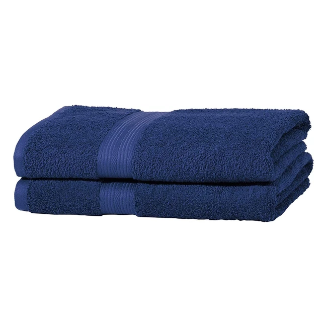 Amazon Basics 100 Cotton AB Fade Resistant Bath Towel 2-Pack - Royal Blue