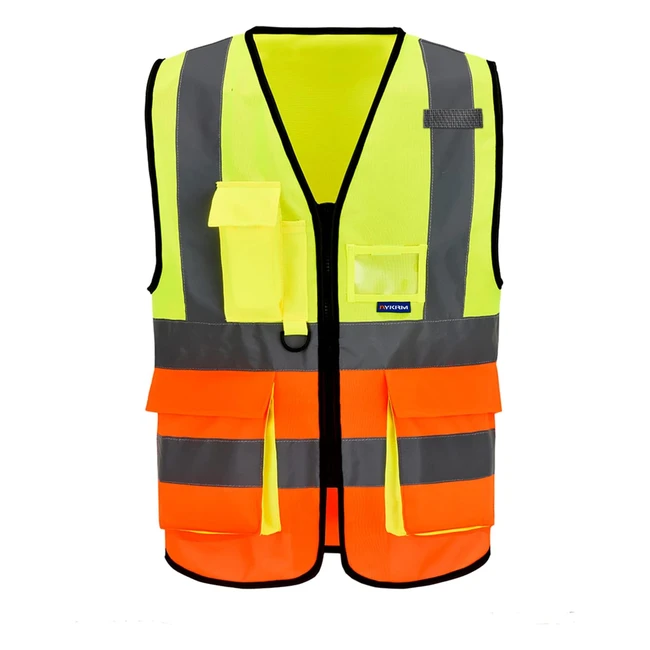 Gilet de sécurité orange bleu haute visibilité avec 7 poches - Aykrm