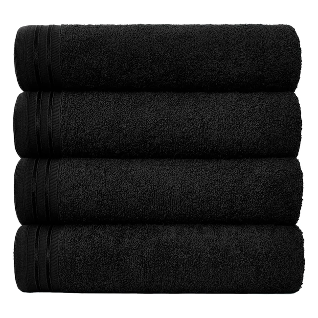 Luxury Egyptian Cotton Bath Sheet Set - Extra Soft  Absorbent - 4 Pack - Black