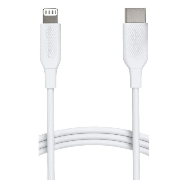 Amazon Basics USB-C auf Lightning-Kabel, MFi-zertifiziert, für iPhone 13/12/11/X/XS/XR/8, unterstützt Power Delivery, weiß, 1,8 m
