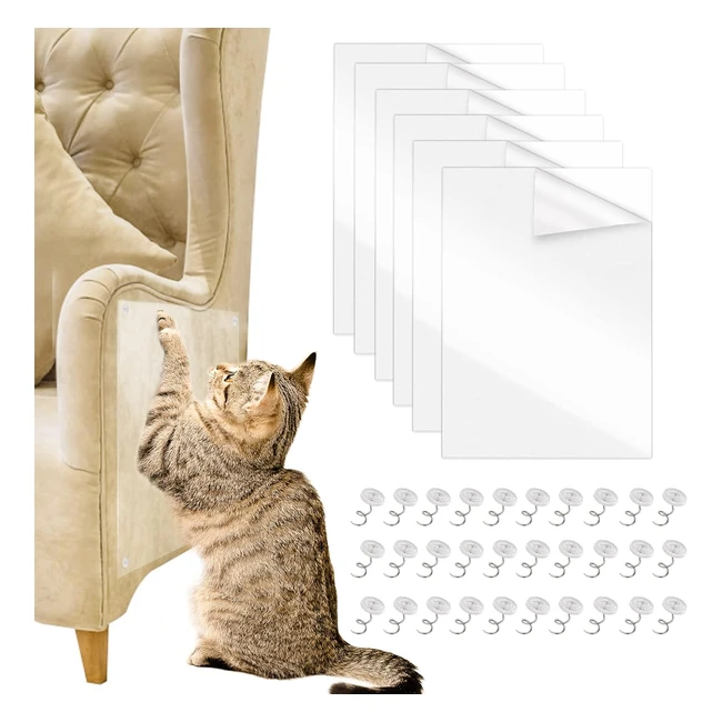 Protection canap chat anti-griffe transparente - Lot de 6 avec 30 vis - Prot