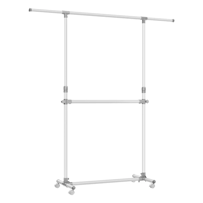 Songmics Double Clothes Rail Clothing Rack  Extendable Top Rail  Height Adjust