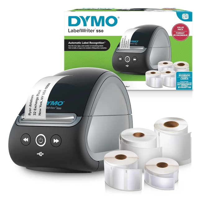 Impresora etiquetas Dymo LabelWriter 550 Bundle - Reconocimiento automático - Enchufe 2 clavijas Europa