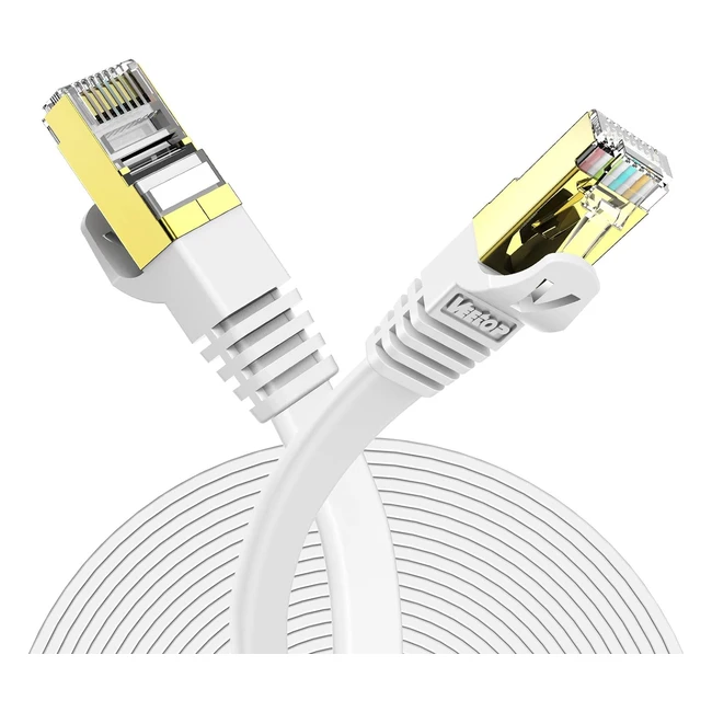 Câble Ethernet Veetop Cat 7 15m - Haute vitesse, Connecteur RJ45 plaqué or, Blindé, 10 Gbps, 750 MHz