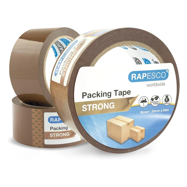 Rapesco 1750 Strong Packing Tape 50mm x 60m - Pack of 3  Longlasting  Moisture