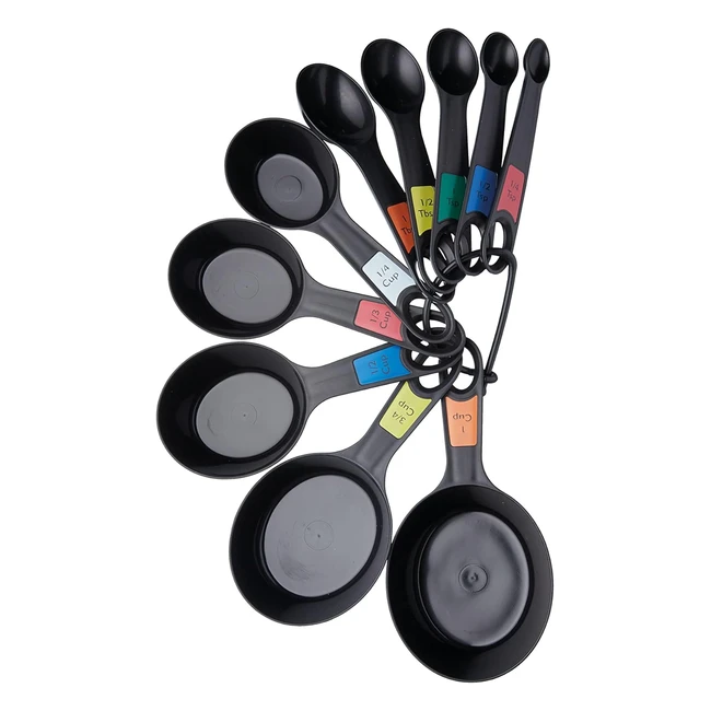 KitchenCraft Universal Measuring Spoon Set - Teaspoons and Tablespoons - Black -