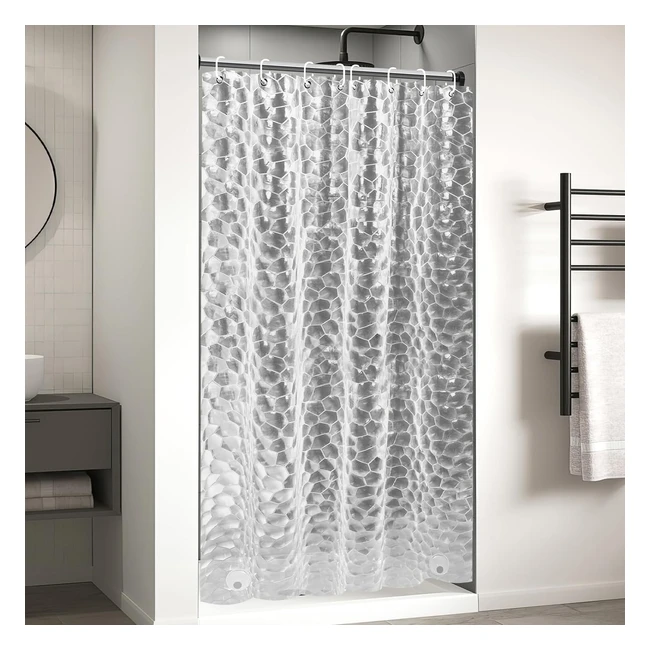 Otraki 3D Shower Curtain - Clear Weighted 48x72 - Mold Proof  Waterproof