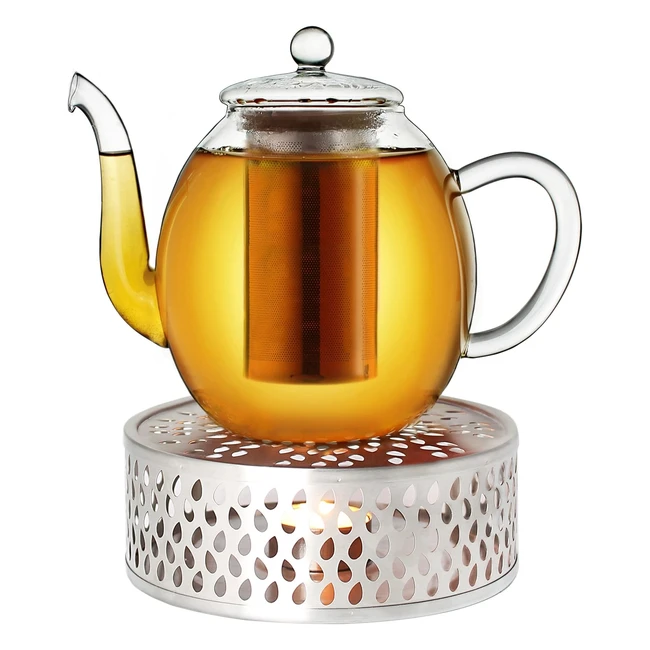 Creano Glass Teapot 1500ml - Stovetop Safe Tea Kettle with Stainless Steel Infus