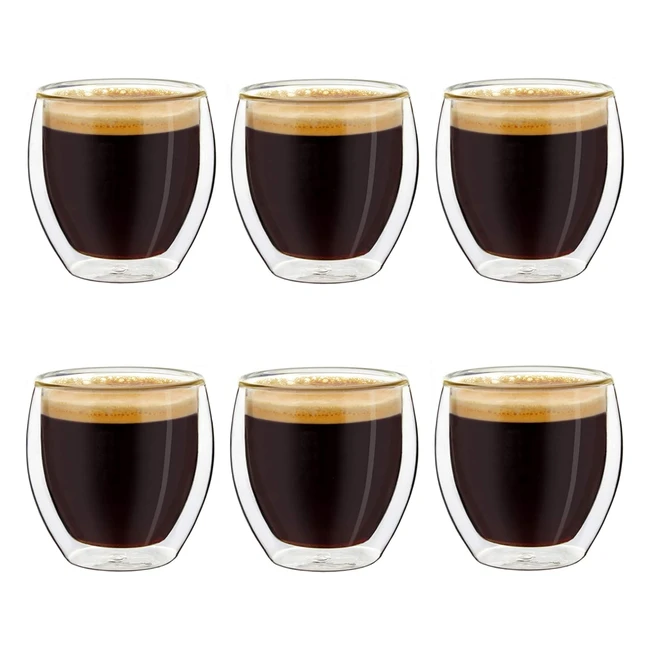Creano Double Walled Espresso Glasses - 100ml - Insulated Coffee Cups - Handmade