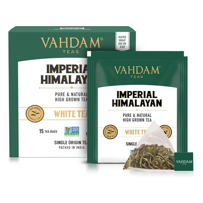 Thé blanc impérial de l'Himalaya - Vahdam TH - Réf 15 - Feuilles longues - Récolte triée - 100% pur et naturel