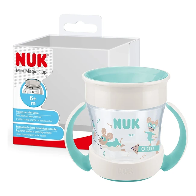 Tasse antifuite NUK Mini Magic Cup 360, 6 mois+, poignées ergonomiques, sans bisphénol A