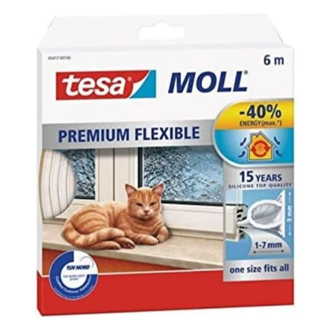 Tesamoll Premium - Nastro Sigillante Flessibile per Porte e Finestre - 6m x 9mm x 7mm
