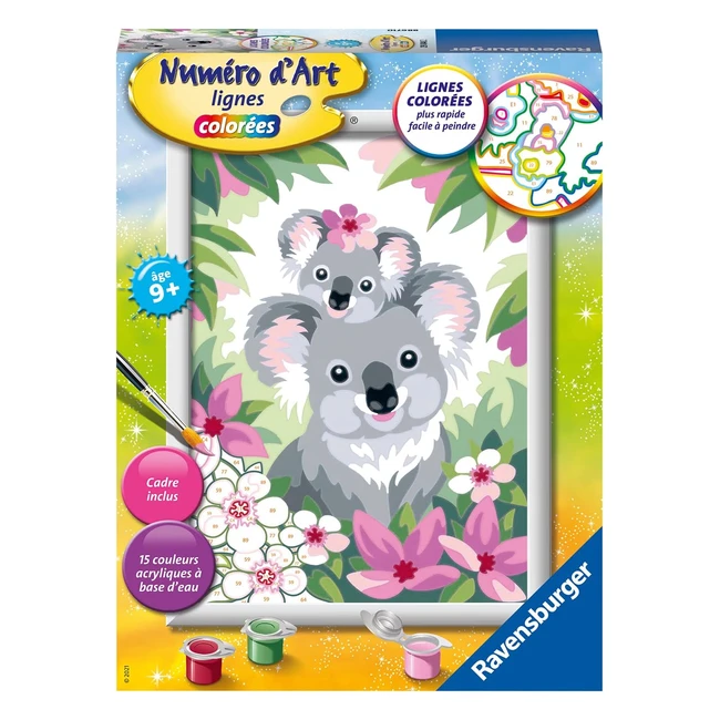 Kit de peinture par numéros Ravensburger Maman Koala et son bébé - Activité créative et relaxante - 29048