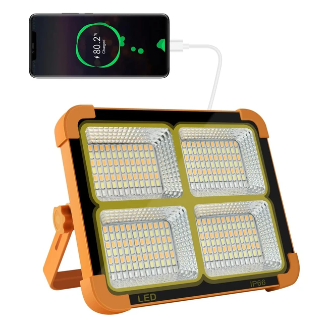 Projecteur LED rechargeable 100W 10000lm avec panneau solaire - Cosyeasy