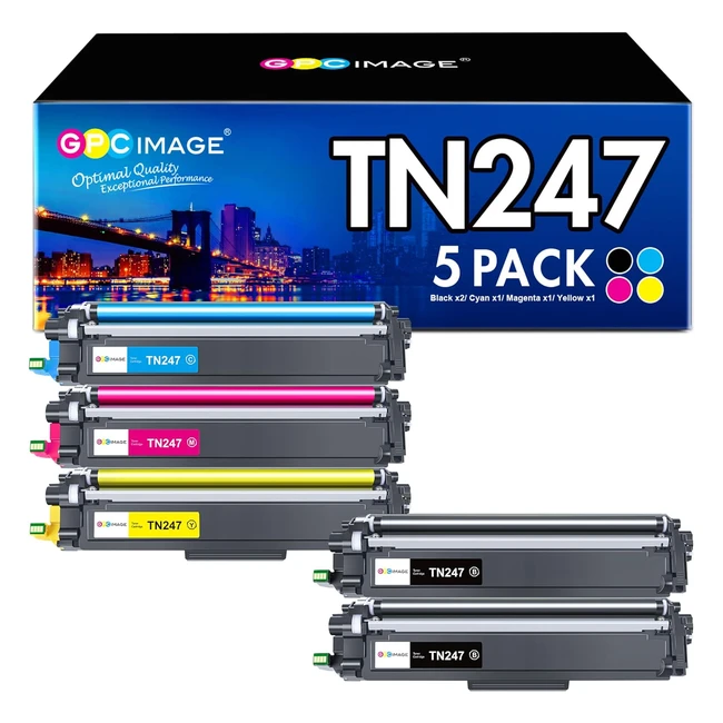 GPC Image TN247 Cartouche de Toner Compatible pour Brother TN243CMYK - Noir Cyan Magenta Jaune - 5 Pack