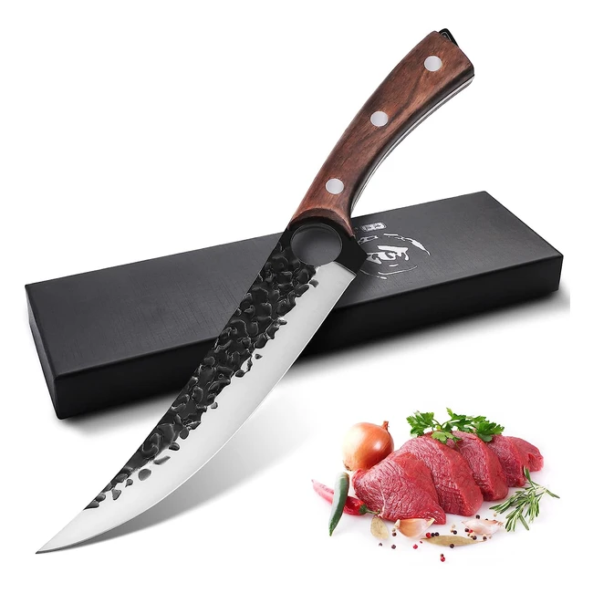 Couteau à désosser professionnel Purple Dragon - Acier carbone - Lame ultra tranchante - Idéal pour poisson et viande