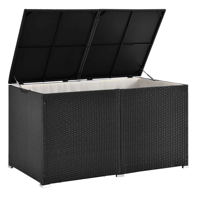 Polyrattan Auflagenbox Ikaria 950L - Große Kissenbox für Garten - Schwarz