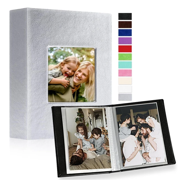 Álbum de Fotos Pequeño Ywlake 10x15 - 50 Páginas - 2 Paquetes - Cuero Mini - Carga Superior - Plata