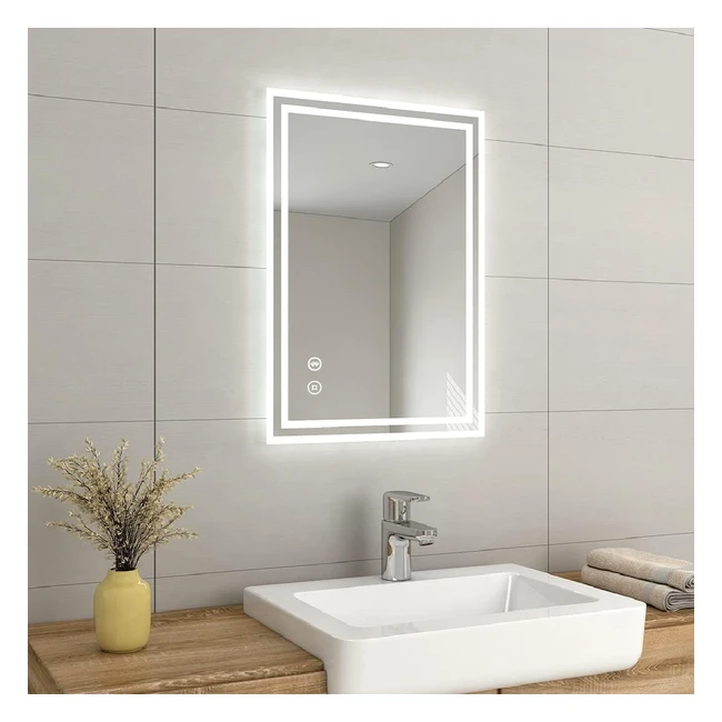 emke 500 x 700 mm Backlit Bluetooth Bathroom Mirror  LED Lights  Shaver Socket