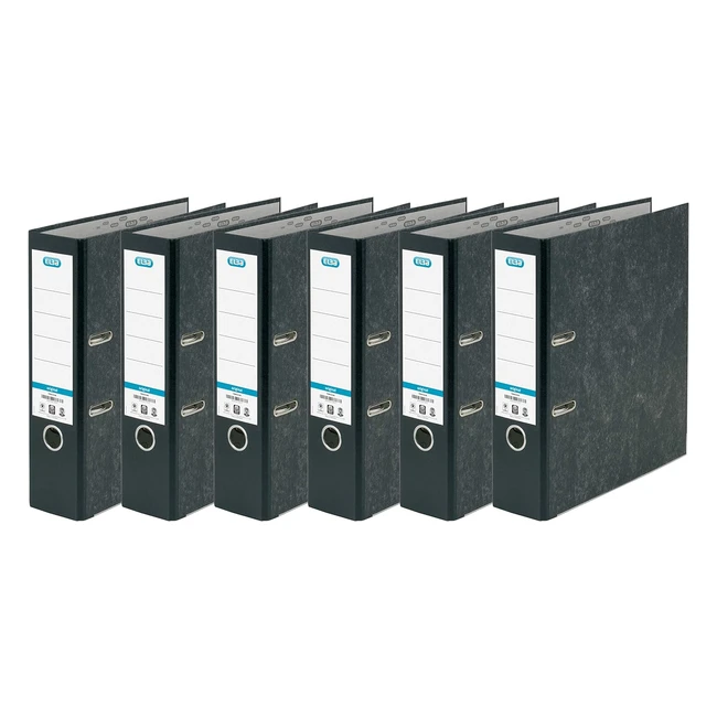 Elba A4 Lever Arch File - Pack of 6 Folders, Black, Durable & Spacious