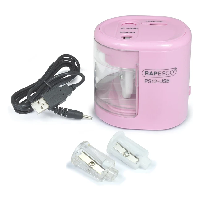 Rapesco 1446 Automatic Electric USB/Battery Pencil Sharpener - Candy Pink