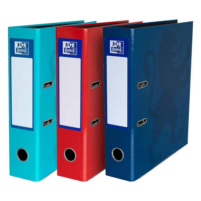 Oxford A4 Lever Arch File - Assorted Colours (Pack of 3) | Strong & Durable | Holds up to 560 Sheets