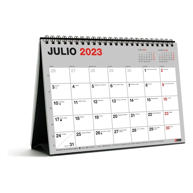 Calendario de sobremesa Miquelrius 18 meses Julio 2023 - Diciembre 2024 Tamaño A5 Gris