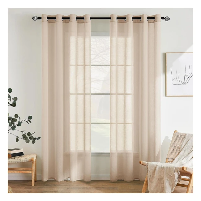 Rideaux Voile Transparent Élégant - Emema Couleur Pure, 2 Panneaux 140x260cm Kaki Clair