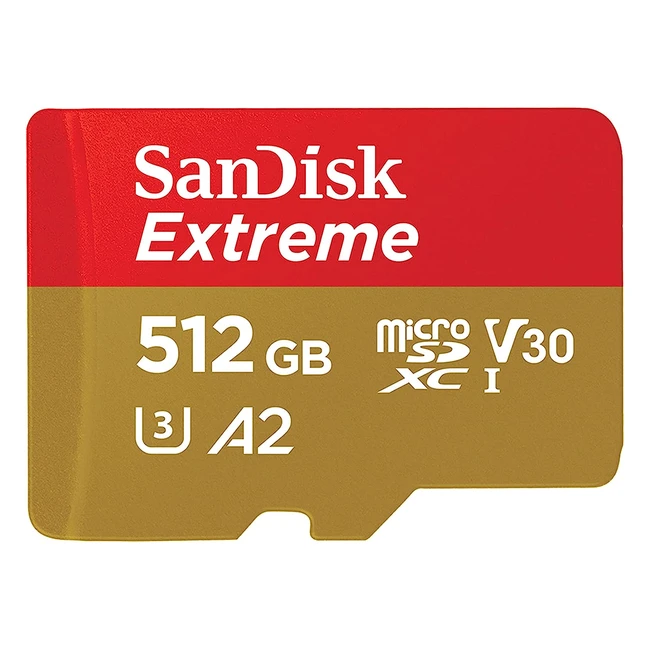 SanDisk Extreme microSDXC UHS-I Speicherkarte 512GB - Adapter für Smartphones, Actionkameras und Drohnen - A2, C10, V30, U3 - 190MB/s Übertragung - RescuePRO Deluxe