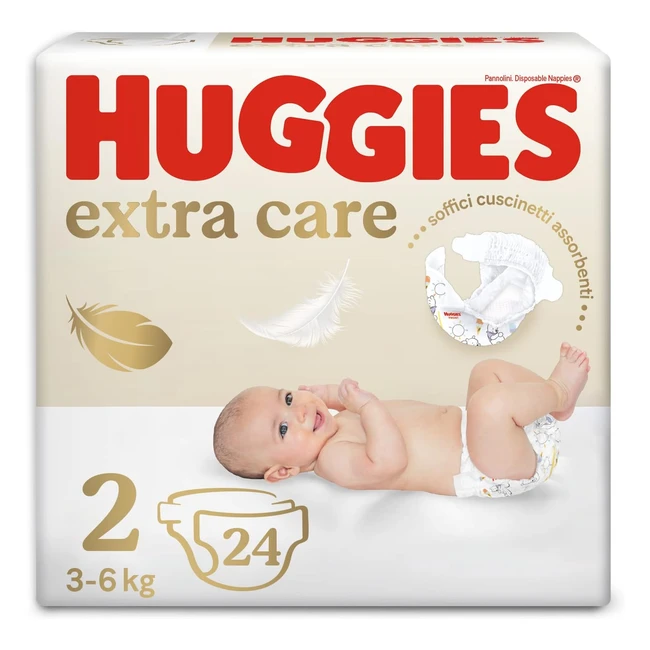 Couches bébé Huggies Taille 2 (3-6kg) - 24 couches | Absorption maximale, indicateur de pipi