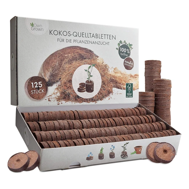 Premium Kokos Quelltabletten für Pflanzenanzucht - 125 Tabs