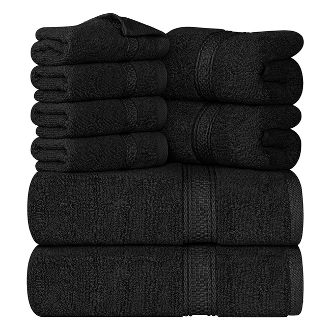 Utopia Towels 8 Piece Towel Set - Soft, Absorbent, Hotel Quality - Black