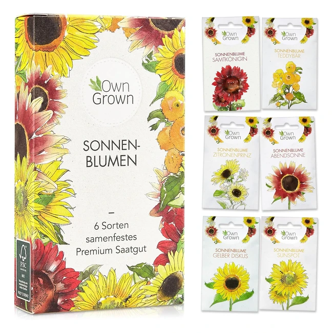 Sonnenblumen Samen Set - 6 Sorten - Blumen Geschenk - Riesen Sonnenblumen Samen